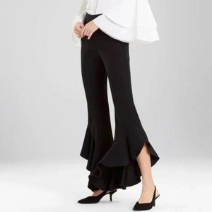 Josie Natori Black Pants Ruffle Bell bottom Women's size 6